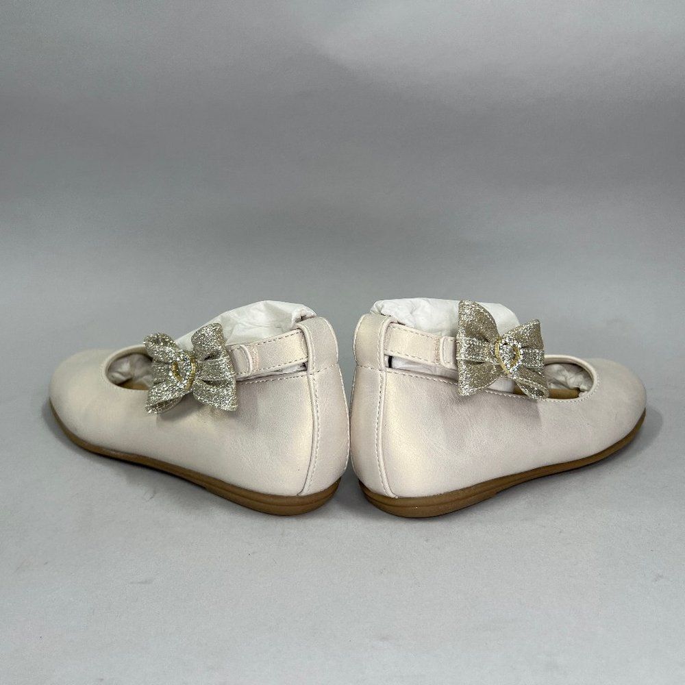 Rachel Shoes Little Girl's Size 13 Pearl Ballet Dance Sparkly Bow Slip On Flats - Picture 6 of 10